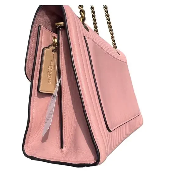 COACH Parker with colorblock quilting and rivets Peony NWT - Picture 3 of 13